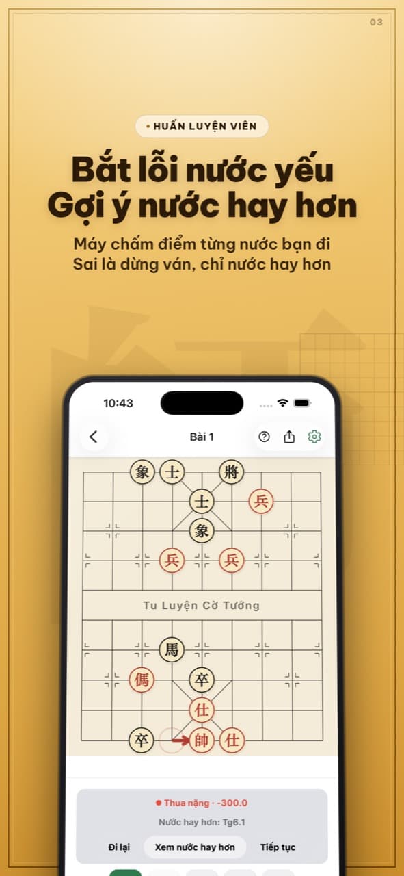 Chế độ huấn luyện bắt lỗi nước yếu và gợi ý nước hay hơn
